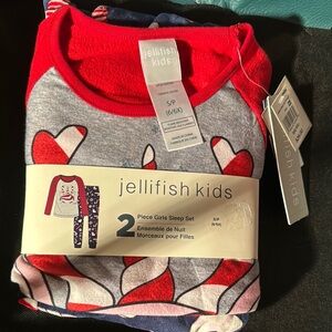 Jellifish Kids Red and Grey 2 Piece Girls Sleep Set